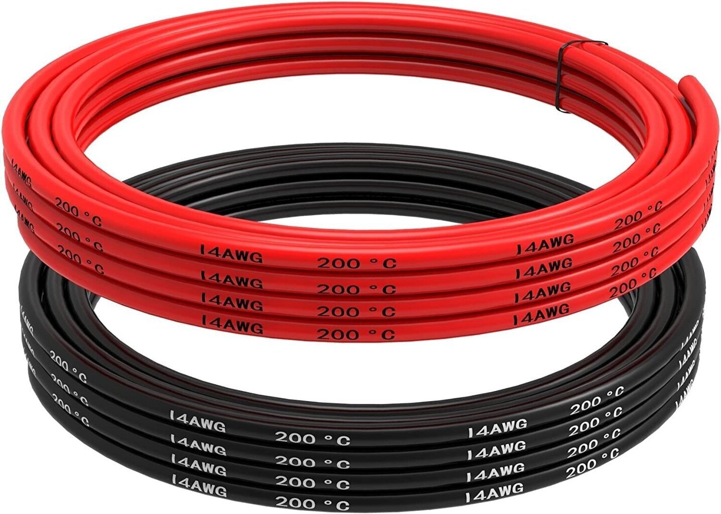 Кабель питания Гибкий 5 метровый силиконовый электрический кабель 14 AWG  [2,5 м Черный и 2,5 м Красный] Стойкость к высоким температурам, Обладает  Укрепленной Оболочкой цена | 220.lv