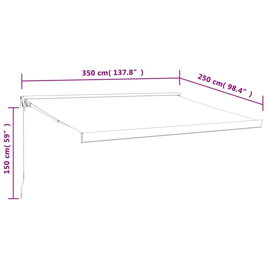 Markīze vidaXL, 350x250 cm, oranža/brūna cena un informācija | Saulessargi, markīzes un statīvi | 220.lv