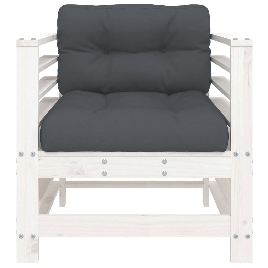 2 dārza krēslu komplekts ar matračiem vidaXL, balts cena un informācija | Dārza krēsli | 220.lv