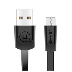 USAMS Kabel płaski U2 microUSB 1,2m czarny|black SJ201MIC01 (US-SJ201) цена и информация | Кабели для телефонов | 220.lv