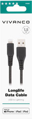 Vivanco кабель USB - Lightning 1.5 м, черный (61688) цена и информация | Кабели для телефонов | 220.lv