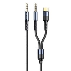 USAMS Kabel pleciony 2w1 1,2m Fast Charge (USB-C|Jack 3,5mm na Jack 3,5mm) SJ555YP01 (US-SJ555) цена и информация | Кабели для телефонов | 220.lv