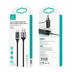 USAMS Kabel pleciony U78 USB-C 1.2m LED 6A Fast Charging biały|white SJ544USB02 (US-SJ544) цена и информация | Кабели для телефонов | 220.lv