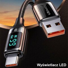 USAMS Kabel pleciony U78 USB-C 1.2m LED 6A Fast Charging biały|white SJ544USB02 (US-SJ544) цена и информация | Кабели для телефонов | 220.lv