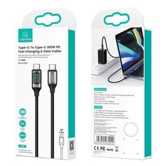 USAMS Kabel pleciony U78 USB-C na USB-C LED 1.2m 100W Fast Charging biały|white SJ546USB02 (US-SJ546) цена и информация | Кабели для телефонов | 220.lv