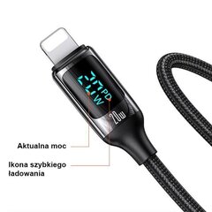 USAMS Kabel pleciony U78 USB-C na Lightning LED 1.2m 20W PD Fast Charge czarny|black SJ545USB01 (US-SJ545) цена и информация | Кабели для телефонов | 220.lv