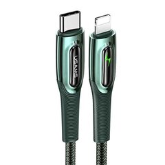 USAMS Kabel pleciony USB-C na Lightning Smart Power-off 20W PD Cable1.2m ciemny zielony|dark green SJ518USB02 (US-SJ518) цена и информация | Кабели для телефонов | 220.lv