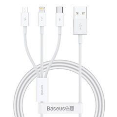 Quick Charge USB to M+L+C  Baseus Superior Data 3.5A 1m (White) цена и информация | Кабели для телефонов | 220.lv