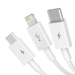 Quick Charge USB to M+L+C  Baseus Superior Data 3.5A 1m (White) цена и информация | Кабели для телефонов | 220.lv