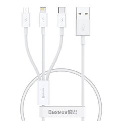 Quick Charge USB to M+L+C  Baseus Superior Data 3.5A 0,5m (White) цена и информация | Кабели для телефонов | 220.lv