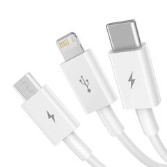 Quick Charge USB to M+L+C  Baseus Superior Data 3.5A 0,5m (White) цена и информация | Кабели для телефонов | 220.lv