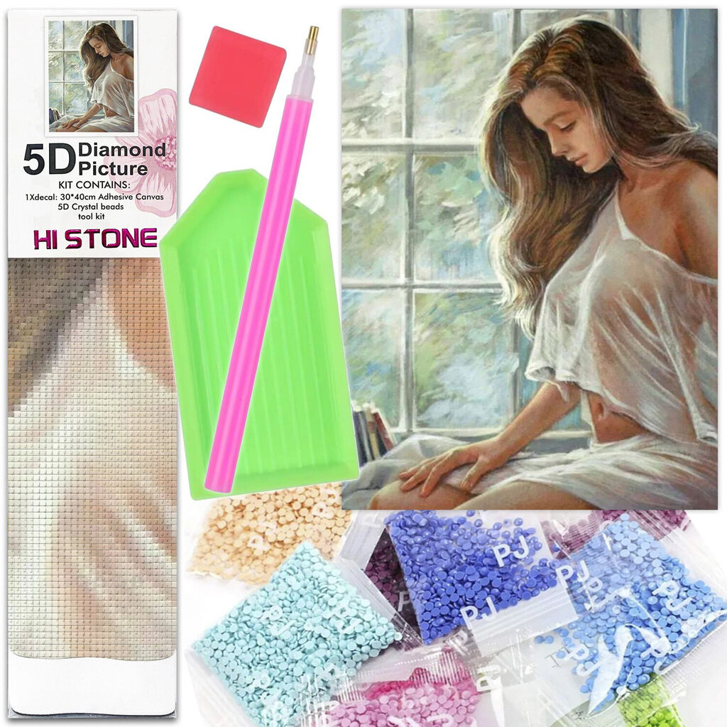 Dimantu mozaīka 5D Diamond Mosaic Woman Act Window 1006337 cena un informācija | Dimantu mozaīkas | 220.lv