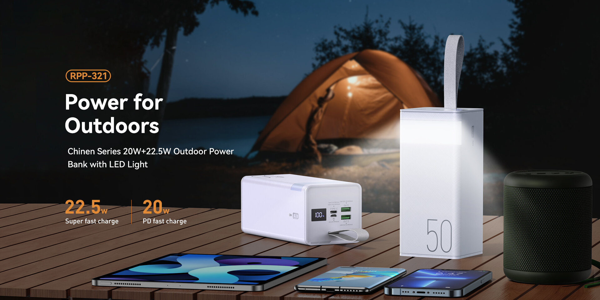 REMAX Chinen sērijas PD20W+QC22.5W ātras uzlādes ārējais akumulators (Powerbank) ar LED apgaismojumu 50000mAh RPP-321 melns цена и информация | Lādētāji-akumulatori (Power bank) | 220.lv