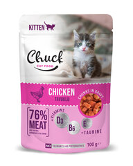 Консервы для котят от 4-12 месяцев с курицей Chuck Pouch Kitten with Chicken, 100 г x 24 шт цена и информация | Консервы для котов | 220.lv