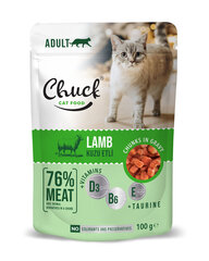 Chuck Pouch Adult with Lamb konservi pieaugušiem kaķiem ar jēra gaļu maigā mērcē 100 g x 24 gab. cena un informācija | Konservi kaķiem | 220.lv