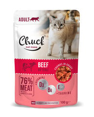 Консервы для взрослых кошек с говядиной в нежном соусе Chuck Pouch Adult with Beef, 100 г x 24 шт цена и информация | Консервы для котов | 220.lv