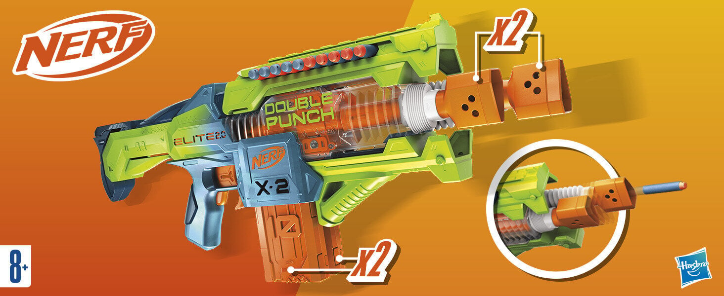 Motorizēta šautene Nerf Elite Double Punch cena un informācija | Rotaļlietas zēniem | 220.lv