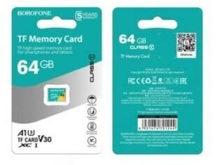 Borofone MicroSD 64GB цена и информация | Карты памяти для мобильных телефонов | 220.lv