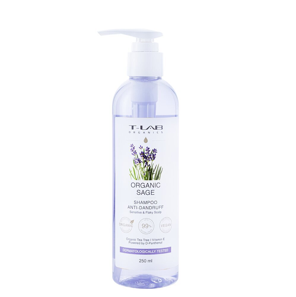 Šampūns pret blaugznām ar salvijas ekstraktu T-LAB Organics, 250ml цена и информация | Šampūni | 220.lv