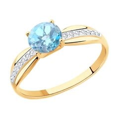 Золотое кольцо для женщин с цирконием и топазом цена и информация | Кольца | 220.lv