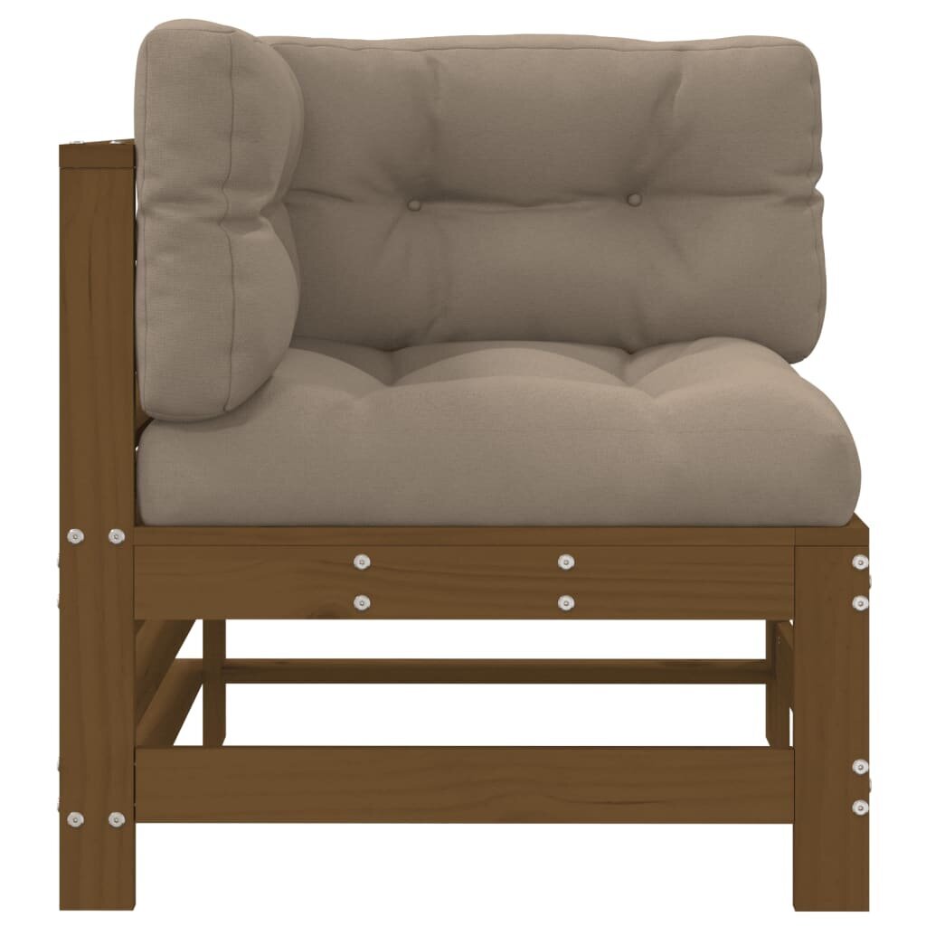 Stūra dīvāns ar matračiem vidaXL, medus brūns cena un informācija | Dārza krēsli | 220.lv