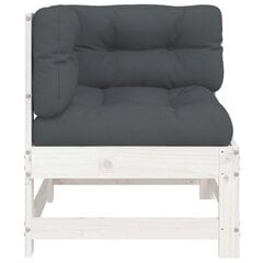Stūra dīvāns ar matračiem vidaXL, balts/pelēks cena un informācija | Dārza krēsli | 220.lv