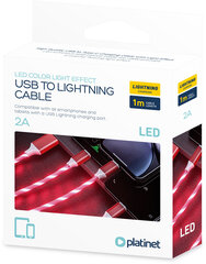 Platinet кабель USB - Lightning LED 1 м, красный (45738) цена и информация | Кабели для телефонов | 220.lv