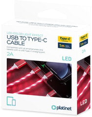 Platinet кабель USB - USB-C LED 2A 1 м, красный (45741) цена и информация | Кабели для телефонов | 220.lv