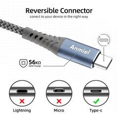 Extra Long USB -кабель Cable 5M PS5 зарядка контроллера, USB A On Type C Premium Нейлоновый плетенный зарядный кабель для Samsung Galaxy S10/S8 Plus, примечание 10 9 8, PS5, LG V30 V20 G6, Moto цена и информация | Кабели для телефонов | 220.lv