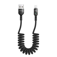 McDodo Spiral USB-кабель, выдвижный кабель, синхронизация данных, зарядный кабель, спиральный кабель, кабель зарядки автомобиля, для телефона XR xr 8 7 7-й до 1,8 м черного цена и информация | Кабели для телефонов | 220.lv