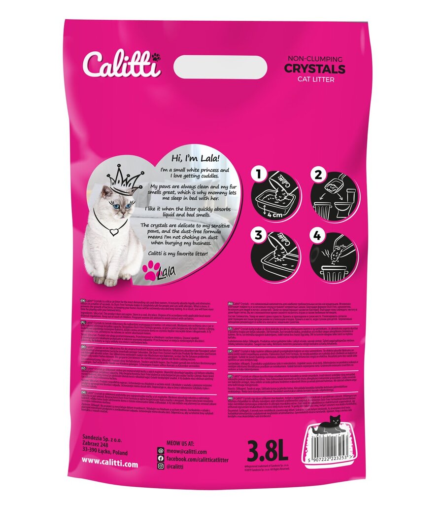 Calitti Crystals Silikona tualetes aizpildītājs, 3,8 L cena un informācija | Kaķu smiltis, pakaiši | 220.lv