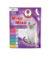 Silikagela kaķu pakaiši Miau Miau Miau lavanda, 5 L cena un informācija | Kaķu smiltis, pakaiši | 220.lv