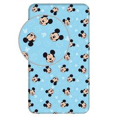 Palags ar gumiju Mickey Blue, 90x200 cm cena un informācija | Palagi | 220.lv