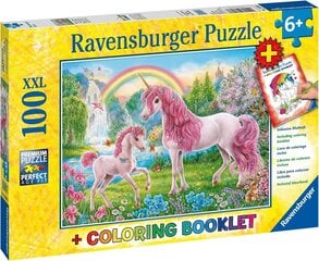 Киндер -головоломка Ravensburger - 13698 Magic Unicorns - головоломка единорога для детей с 6 лет, со 100 частями в формате XXL, в том числе буклетом краски цена и информация | Пазлы | 220.lv