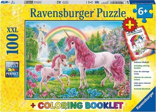 Киндер -головоломка Ravensburger - 13698 Magic Unicorns - головоломка единорога для детей с 6 лет, со 100 частями в формате XXL, в том числе буклетом краски цена и информация | Пазлы | 220.lv