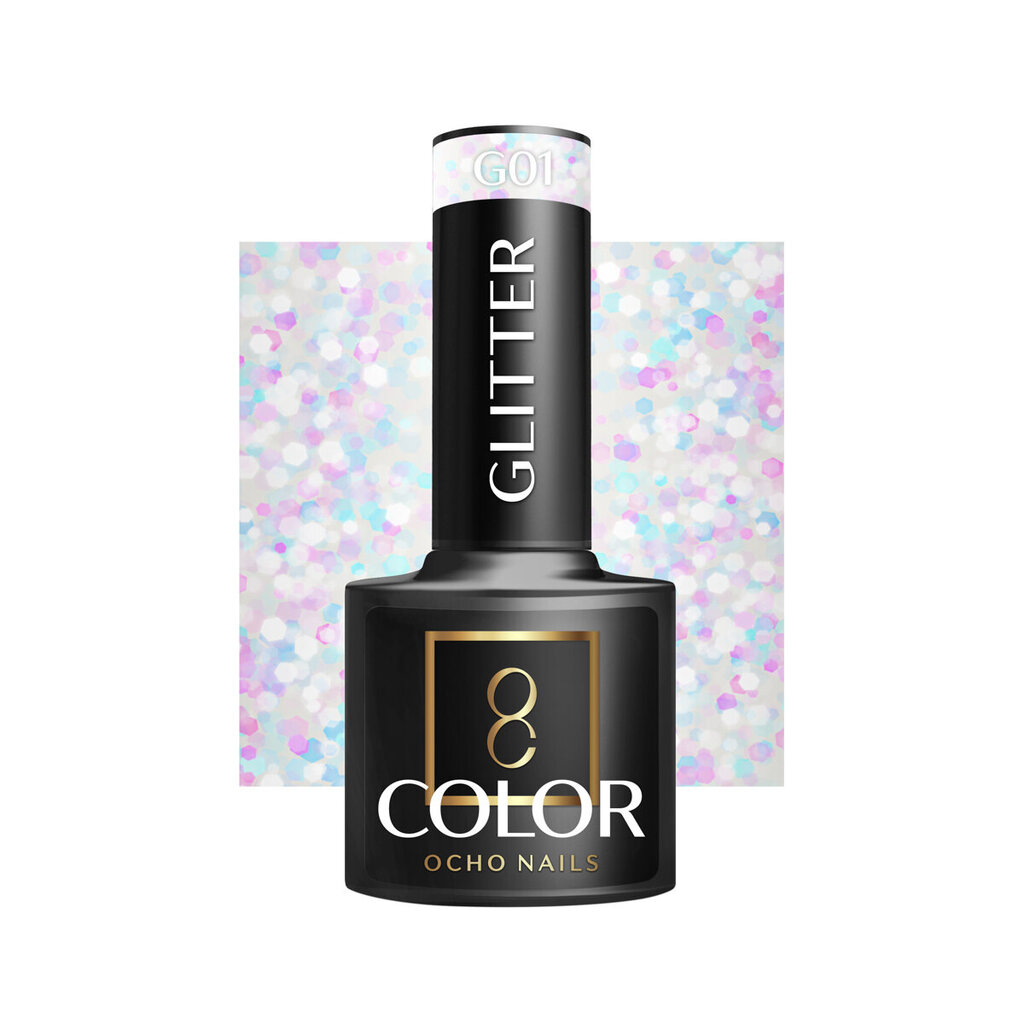 Hibrīda nagu laka Ocho Nails Glitter G01, 5 g cena un informācija | Nagu lakas, stiprinātāji | 220.lv