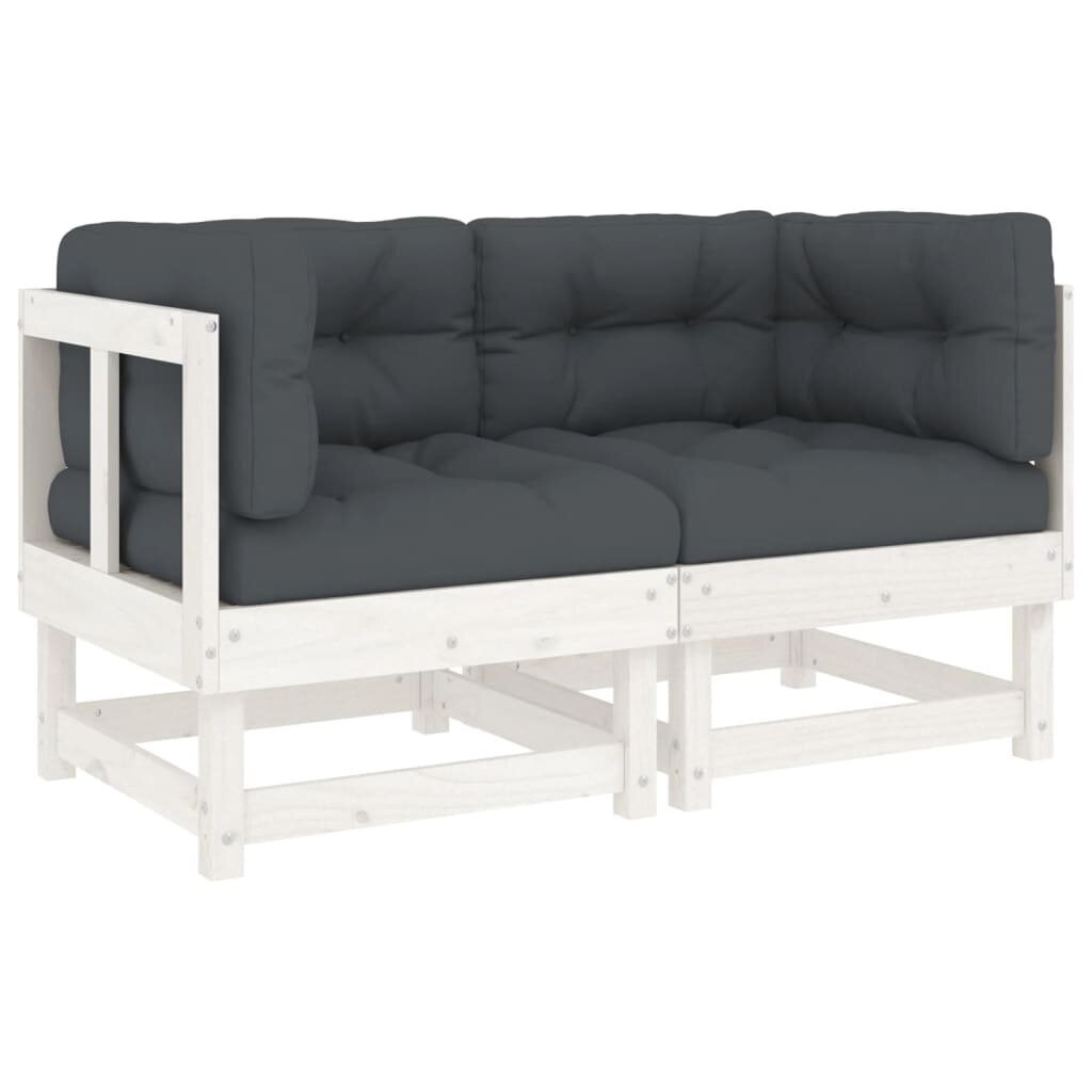 2 daļu stūra dīvānu komplekts ar matračiem vidaXL, balts/pelēks цена и информация | Dārza krēsli | 220.lv
