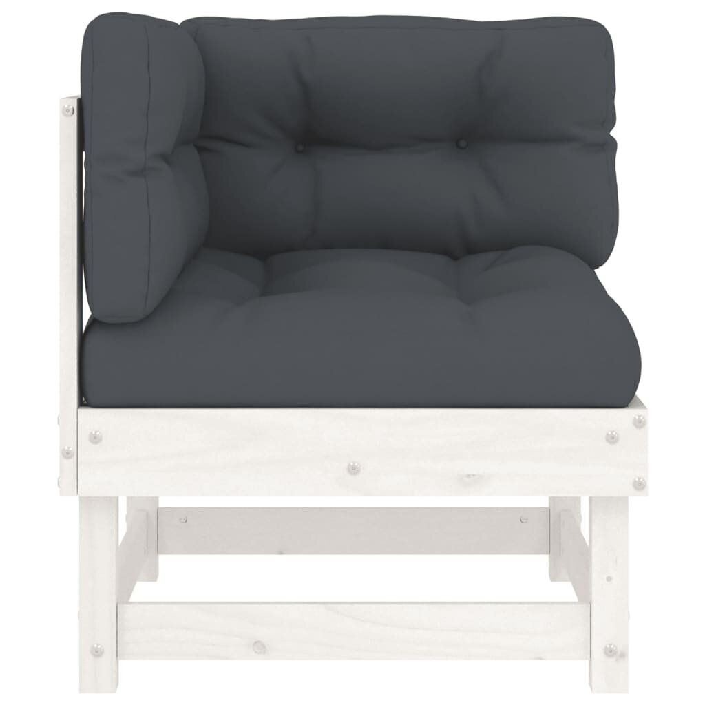 2 daļu stūra dīvānu komplekts ar matračiem vidaXL, balts/pelēks cena un informācija | Dārza krēsli | 220.lv