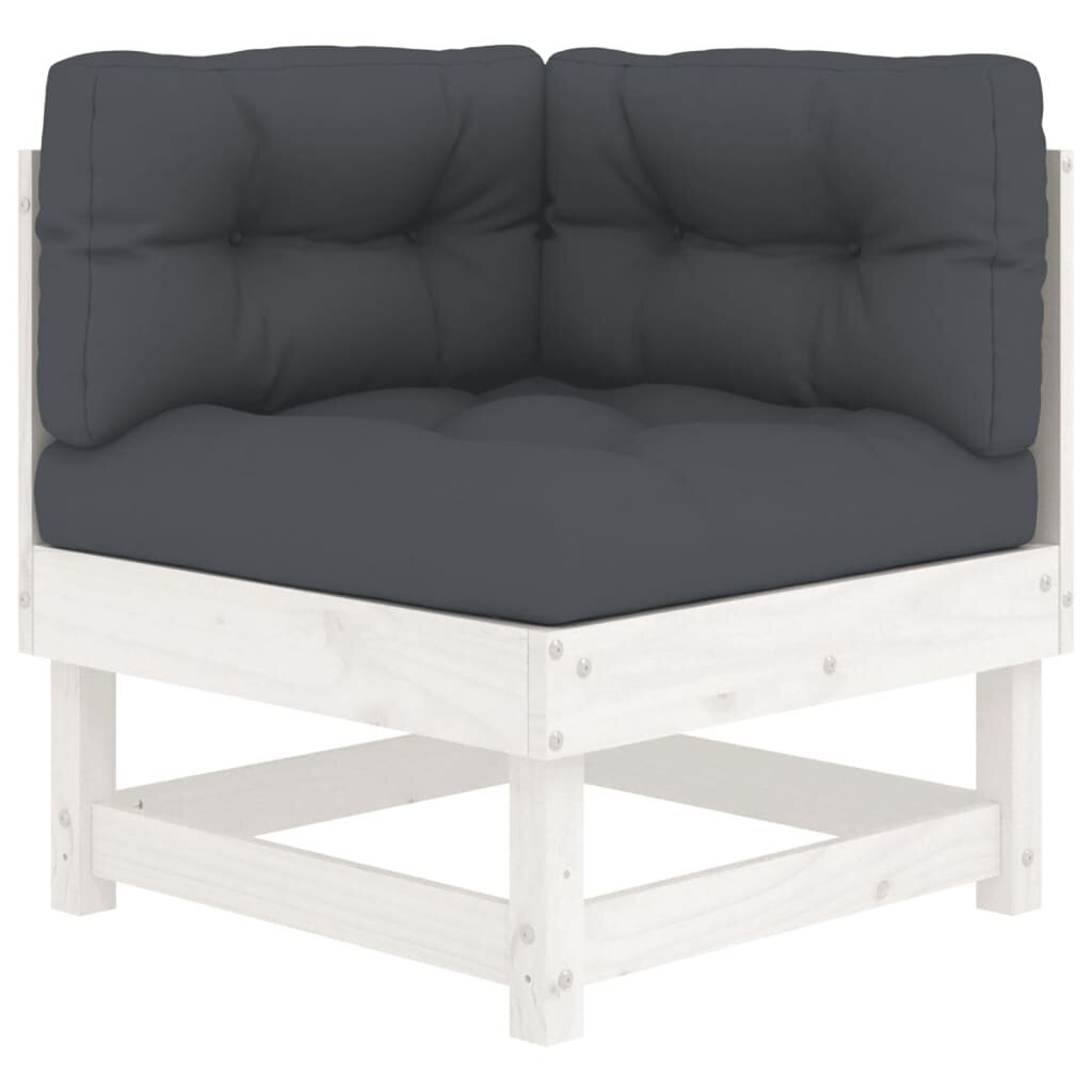2 daļu stūra dīvānu komplekts ar matračiem vidaXL, balts/pelēks cena un informācija | Dārza krēsli | 220.lv