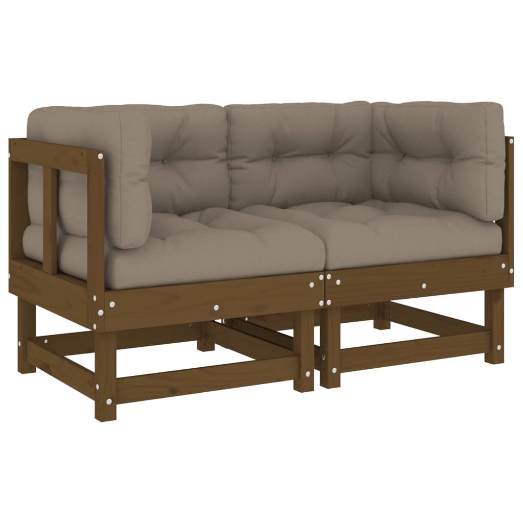 2 daļu stūra dīvānu komplekts ar matračiem vidaXL, medus brūns cena un informācija | Dārza krēsli | 220.lv