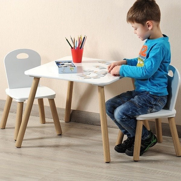 3-s daļu bērnu mēbeļu komplekts Kesper, balts cena un informācija | Bērnu krēsliņi un bērnu galdiņi | 220.lv