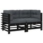2 daļu stūra dīvānu komplekts ar matračiem vidaXL, melns cena un informācija | Dārza krēsli | 220.lv