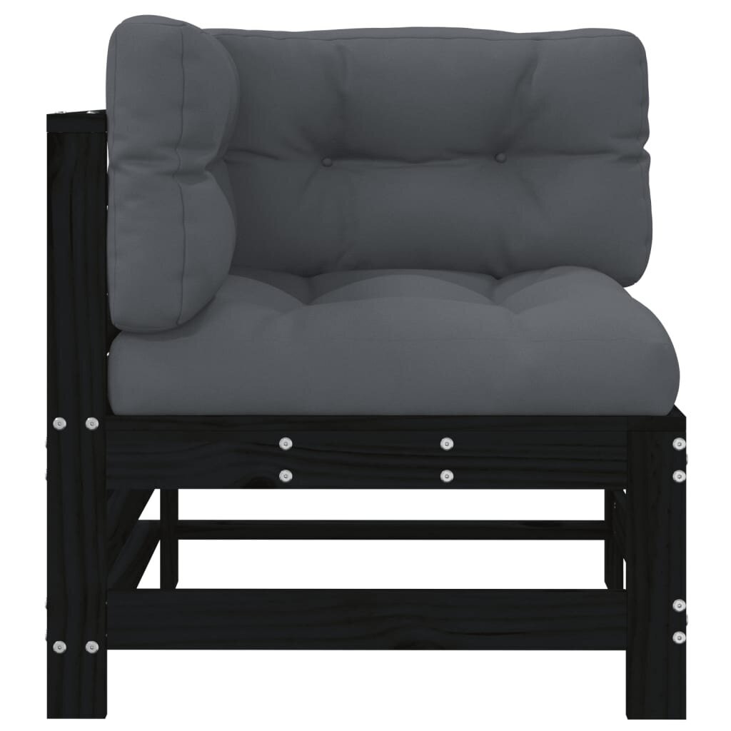 2 daļu stūra dīvānu komplekts ar matračiem vidaXL, melns cena un informācija | Dārza krēsli | 220.lv