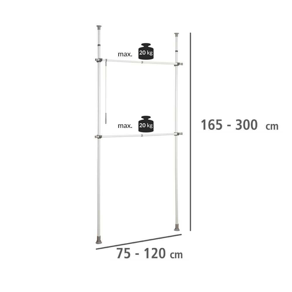 Drēbju pakaramais Wenko, 75-120x165-300 cm cena un informācija | Drēbju pakaramie | 220.lv