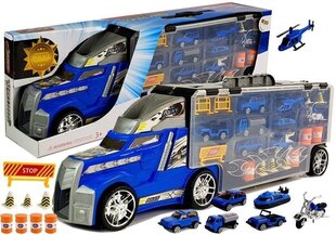 Liela policijas kravas automašīna ar automašīnām LeanToys cena un informācija | Rotaļlietas zēniem | 220.lv