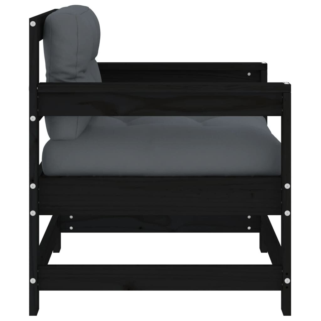 2 gab. dārza krēslu komplekts ar matračiem vidaXL, melns cena un informācija | Dārza krēsli | 220.lv