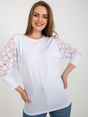 белая базовая блуза с широкими рукавами в рубчик rue paris цена и информация | Женские блузки, рубашки | 220.lv