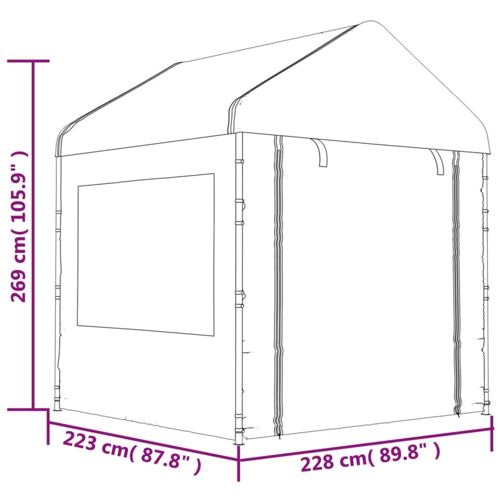 Nojume ar jumtu vidaXL, 2,28x2,23x2,69 m, balta цена и информация | Dārza nojumes un lapenes | 220.lv