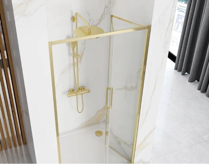 Salokāmās dušas durvis REA RAPID FOLD 80 zelta cena un informācija | Dušas durvis, dušas sienas | 220.lv
