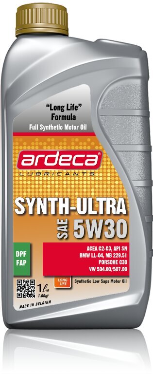 Eļļa Ardeca Synth-Ultra 5W-30, 1 l cena un informācija | Motoreļļas | 220.lv